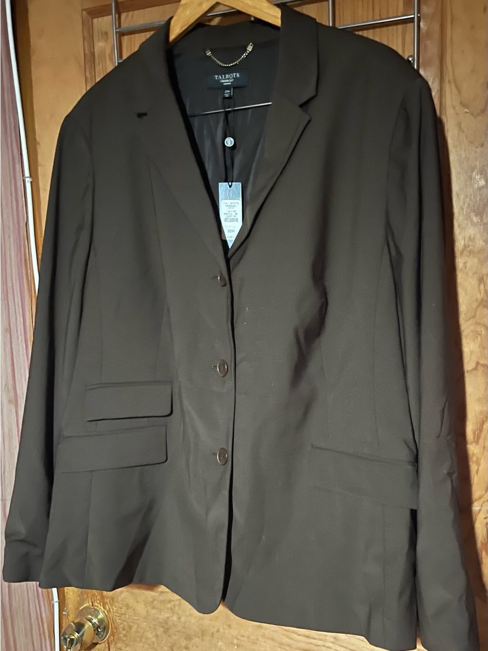 NWT Talbots Brown Wool Blend Tailored Stretch Blazer 22W